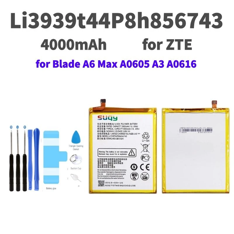 

suqy Li3939t44P8h856743 Battery for ZTE Blade A6 Max A0605 A3 A0616 Original Battery Replacement for Blade A6 Max A3 Bateria