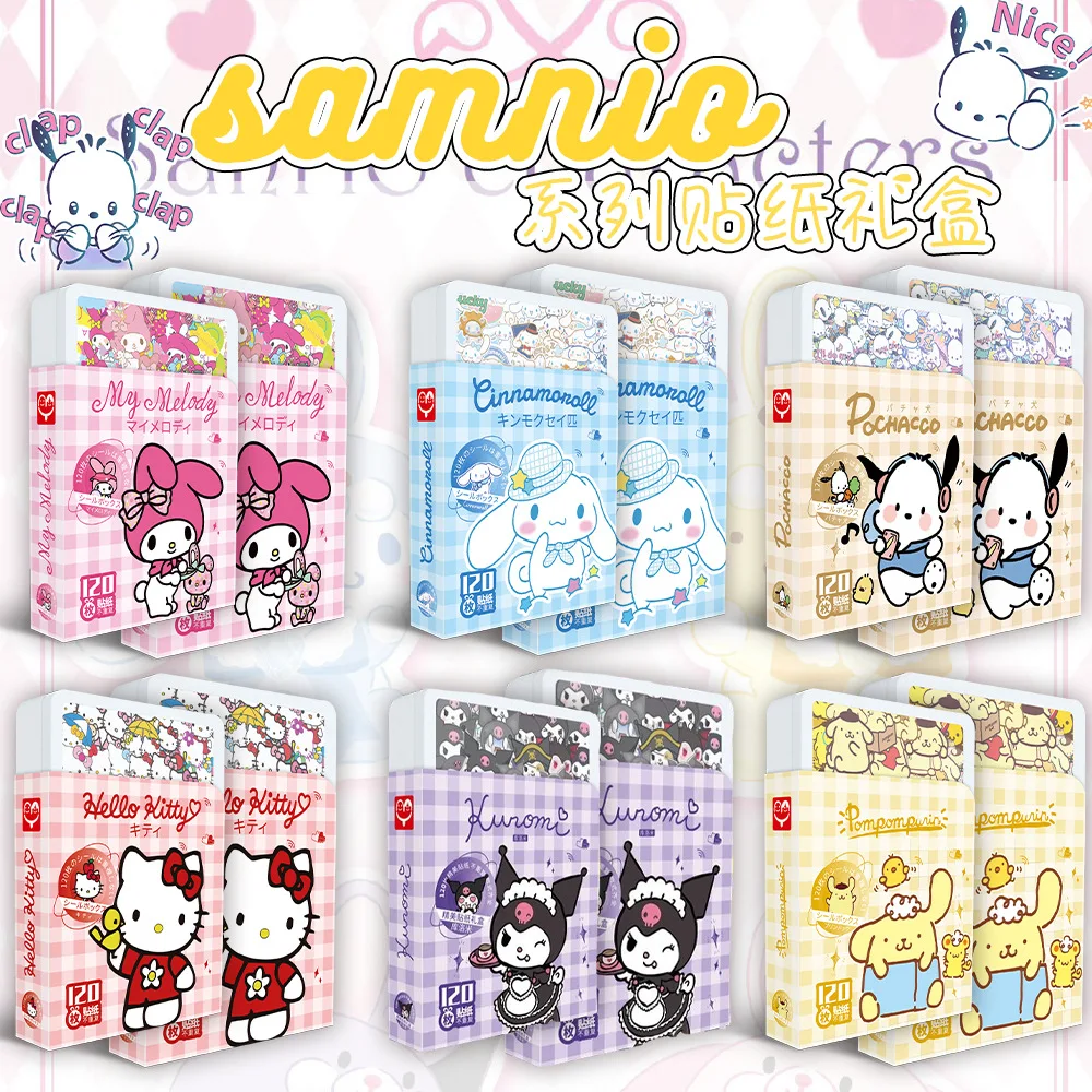 

120pcs2023 New Sanrio Non-repetitive Stickers Anime Peripheral Stickers Small Gift Box Waterproof Hand Account Stickers Gift