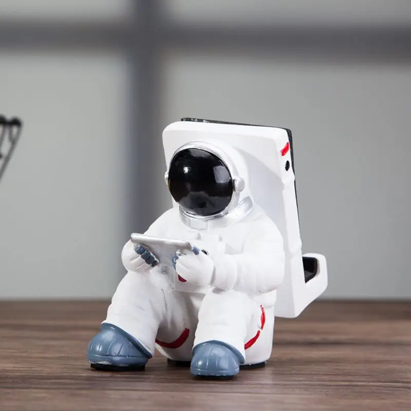 resin astronauts ornaments universal cell phone stand holder bracket gift toys home office desk decoration birthday космо