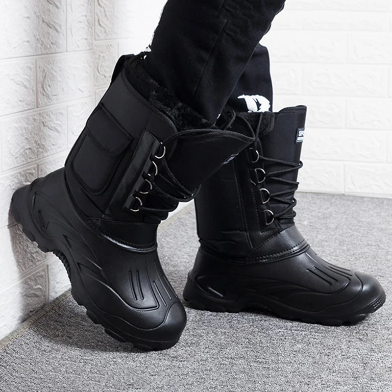 

Winter Boots Men Non-slip Waterproof Men Snow Boots Platform Shoes Men Boots Army Short Plush Men Shoes Plus Size 46