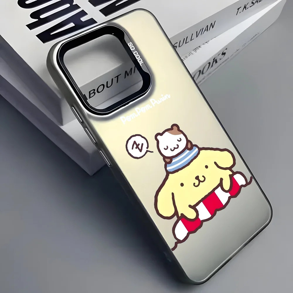 Чехол для телефона MINISO Saniro Pom Purin iPhone 16 15 14 13 12 11 Pro Max черный фиолетовый матовый