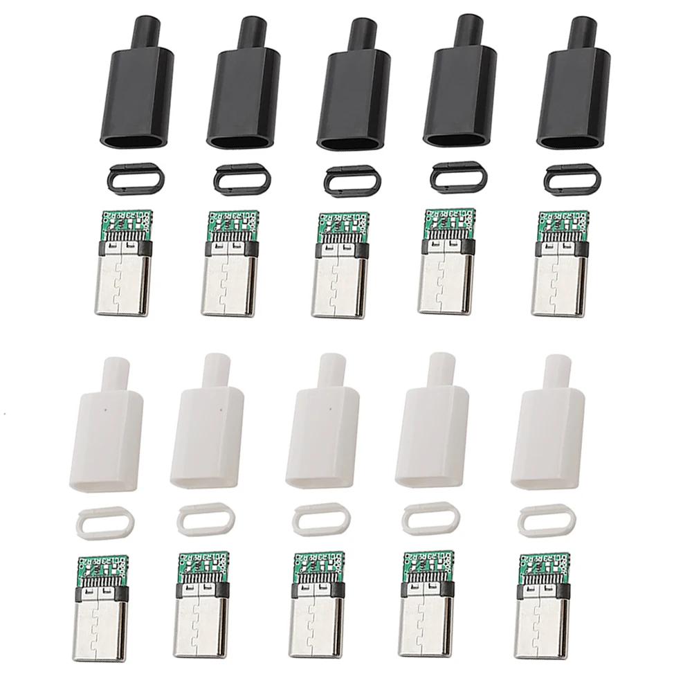 

10 шт. USB 3.1 Type-C разъем, черный/белый, металлический