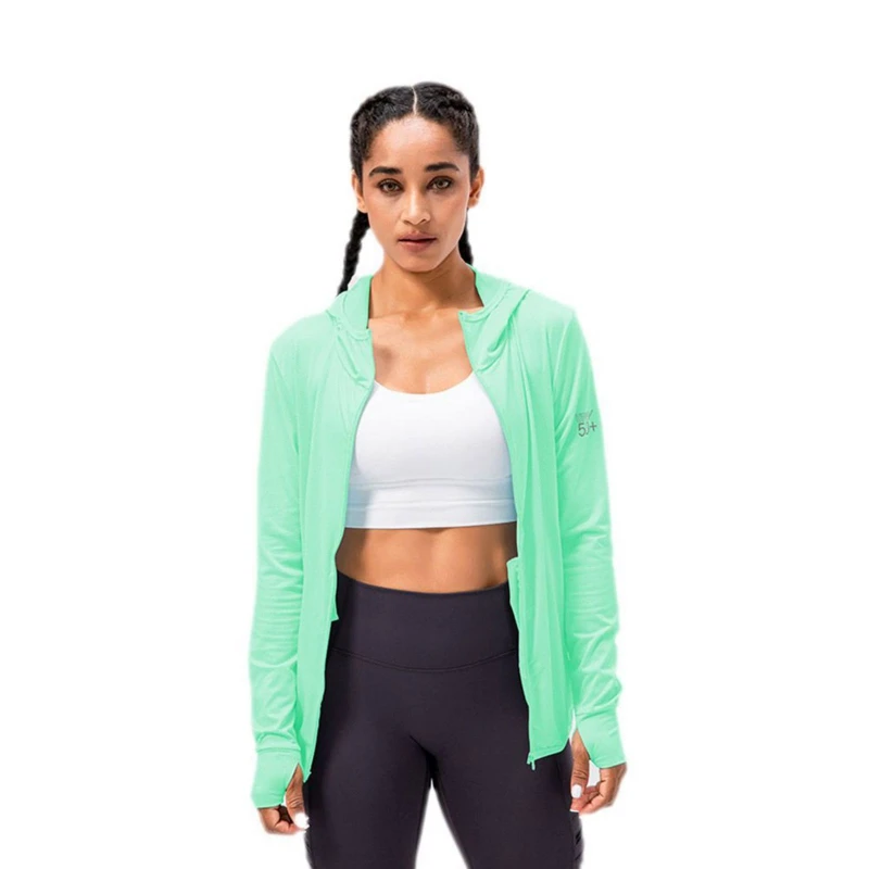 

Женская легкая куртка с капюшоном UPF 50 +, с длинным рукавом и карманами