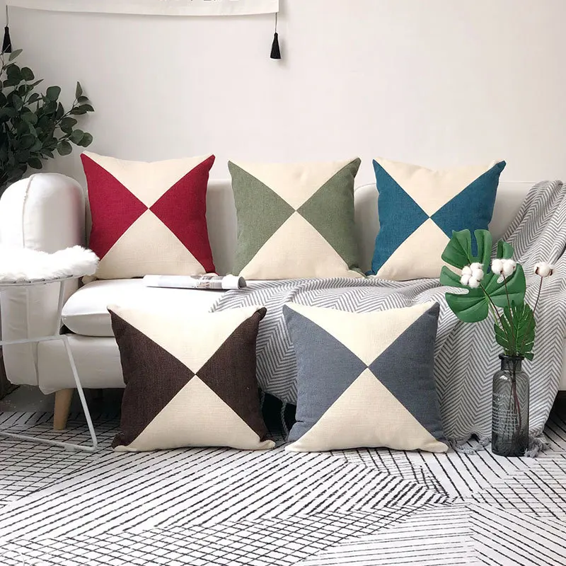 

Pillow Cover Poster Living Room Decoration Home Decor Cushion Cover 45x45 Stripes Plaids Throw Pillow Covers Bed Line Sofa E0404