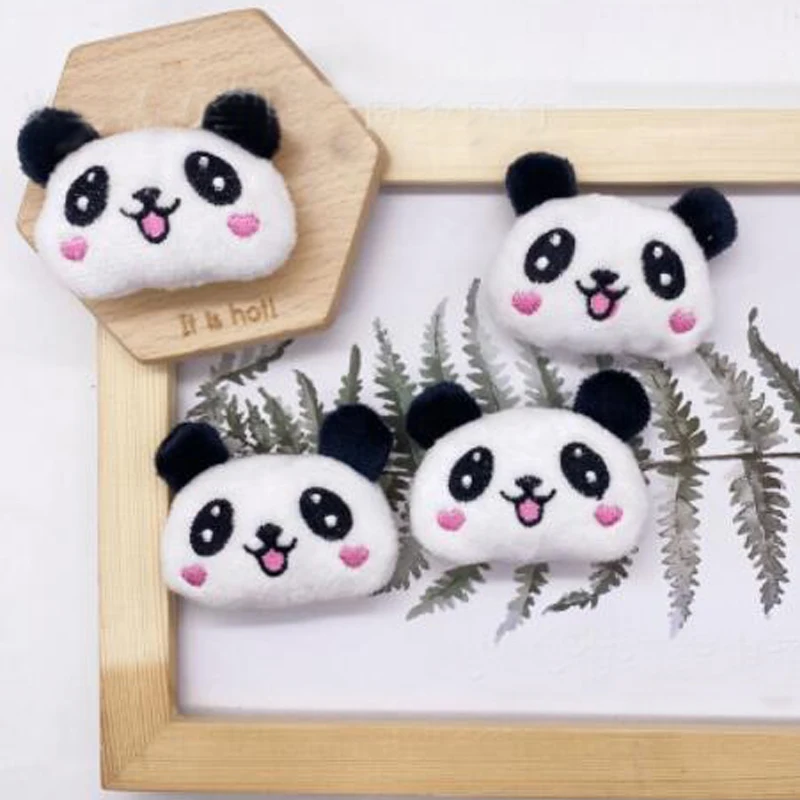 

10pcs/lot Cartoon Plush Panda Patches DIY Cotton-filled Heart Panda Plush Decoration Accessories Headwear Clothing Material