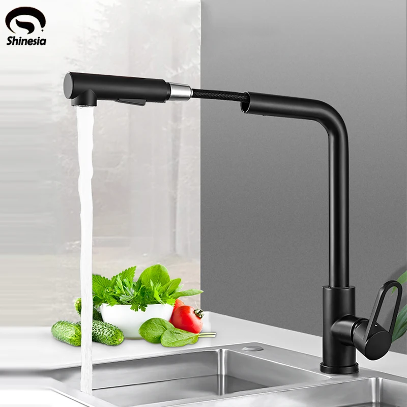 

Shinesia Kitchen Faucets Black/Brushed Nickel Kitchen Mixer Tap Pull Out Kitchen Sink Faucet Hot And Cold Water Tap
