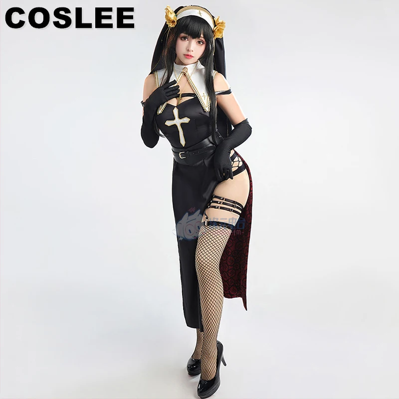 

COSLEE Anime SPY×FAMILY Yor Forger Cosplay Costume Nun Uniform Dress Halloween Carnival Party Outfit Role Play Clothing New