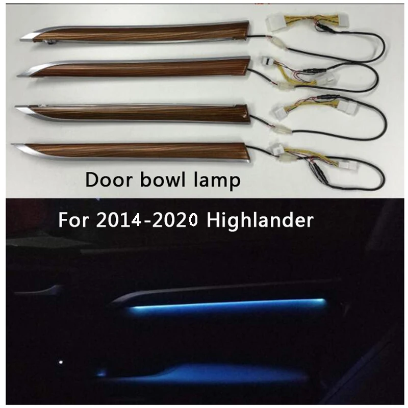 4Pcs LED porta ciotola luce lampada maniglia posteriore atmosfera luci interne ambientali per Toyota Highlander 2014-2019 2020 accessori