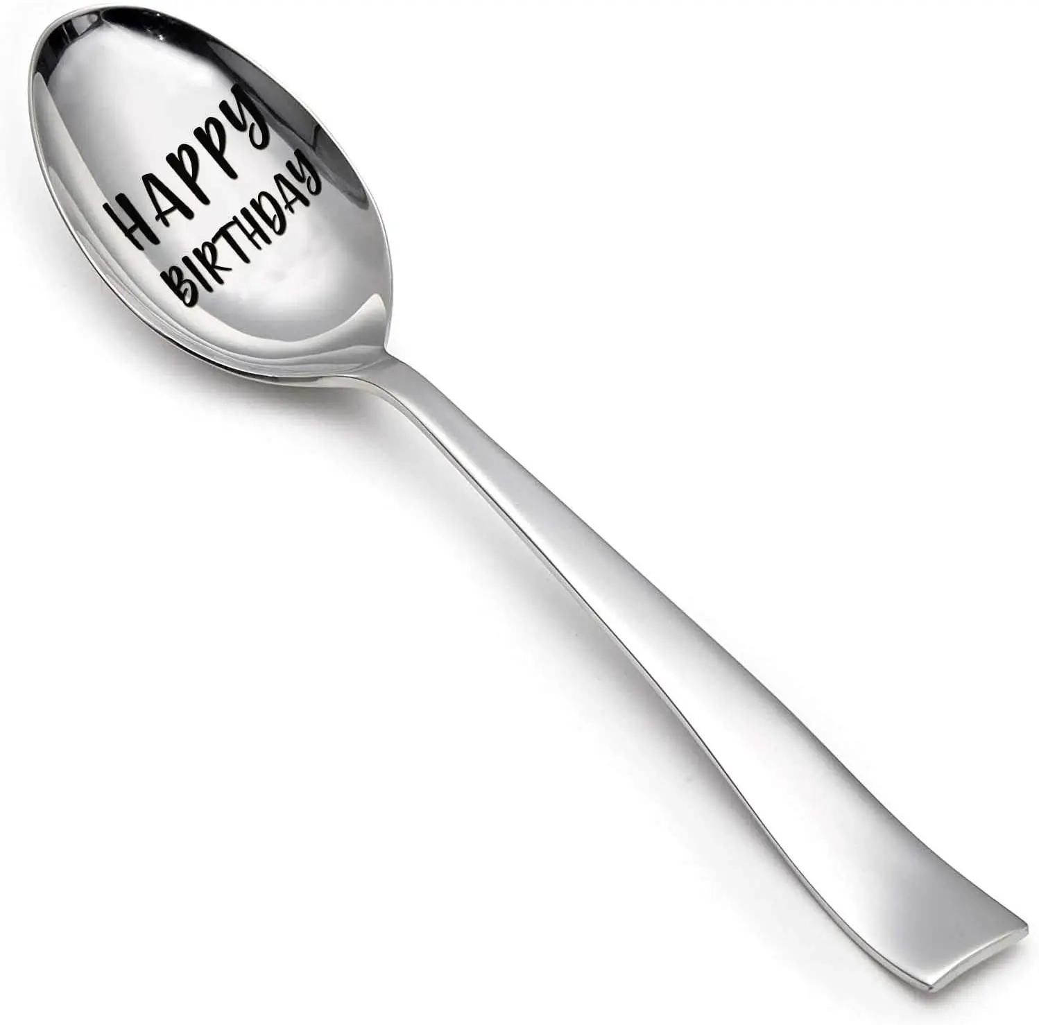 

Funny Ice Cream Spoon Engraved Stainless Steel Ice Cream HAPPY BIRTHDAY Gift Ideas for Family Friends Perfect /Christmas Gifts