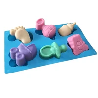 1 pcs cute 6 cavity silicone mold footprint bear shape not stick non toxic soap mould baking tools baby shower party supplies