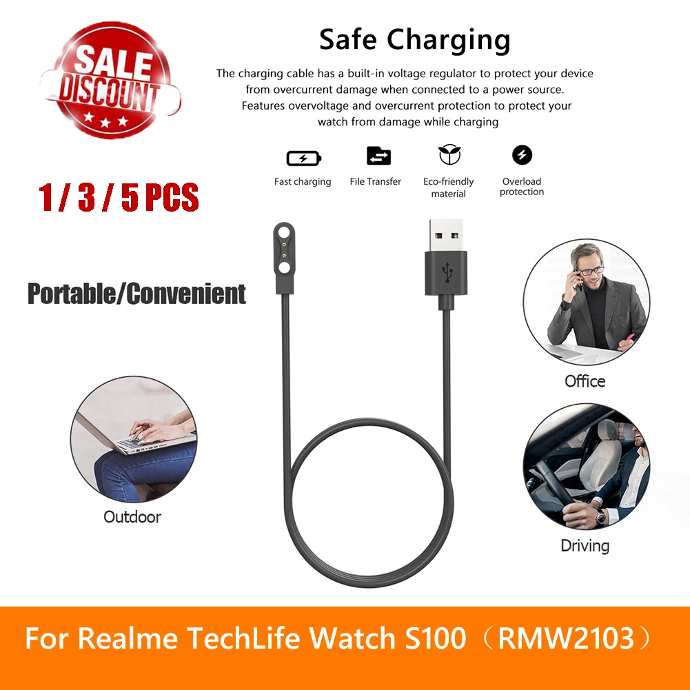 

5x USB кабель для зарядки, сменная подставка для смарт-часов, переходник для зарядного устройства, док-станция, шнур, аксессуары для Realme TechLife ...