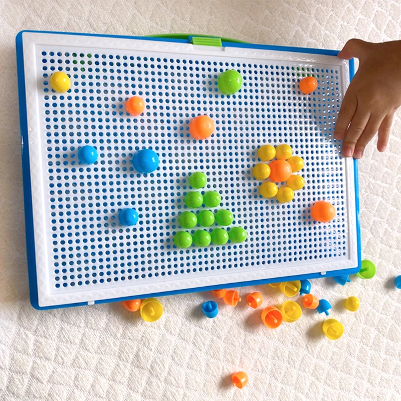 

296PCS Mushroom Nail DIY Handmade Toys Children's Montessori Educational Toys Intelligent 3D Puzzle Game Jigsaw Board Gifts