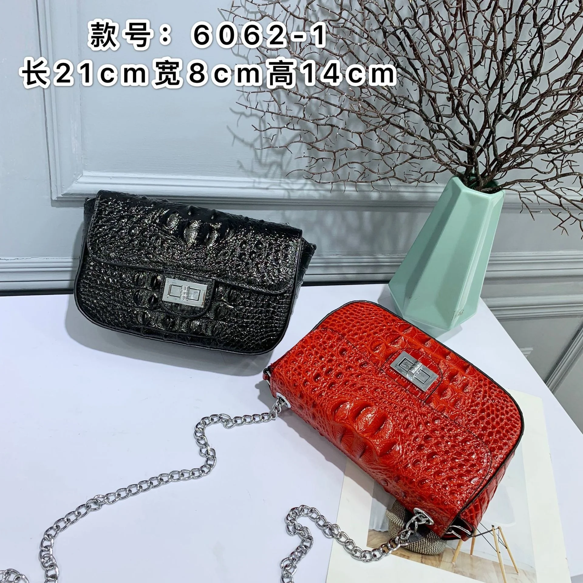 

New Design Top Leather alligator Pattern Single Shoulder Bag women's small square leisure Fashion chain Bag Crossbody Bags