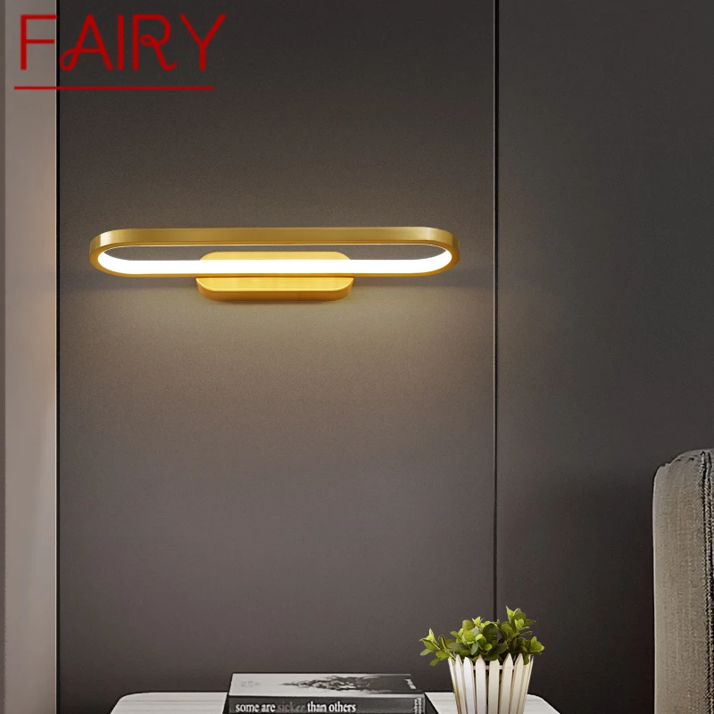 

FAIRY Nordic Brass Wall Sconce Interior LED 3 Colors Gold Copper Bedside Light Decor for House Live Room Bedroom