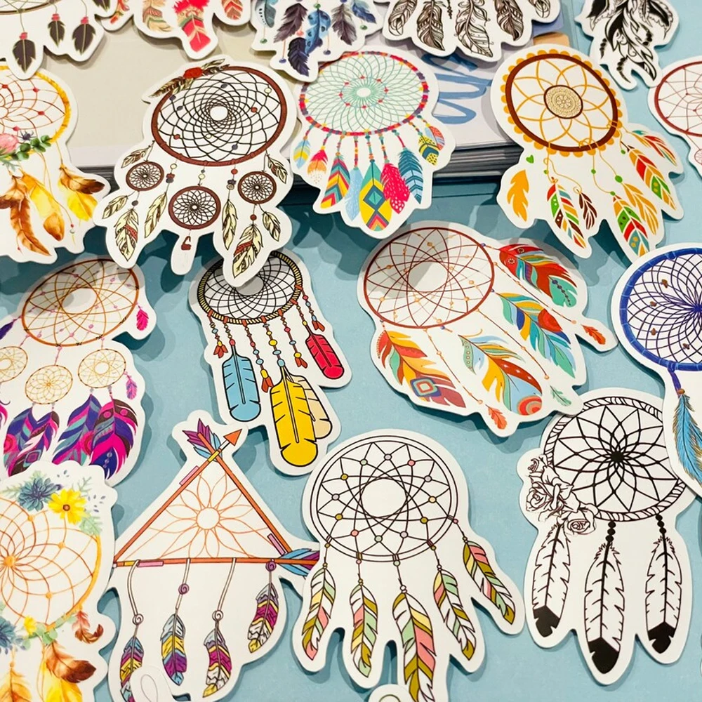 

50pcs Boho Dream Catcher Stickers Good Luck Decal Set for Laptop, Phone Case, Water Bottle, DIY Craft Decoration