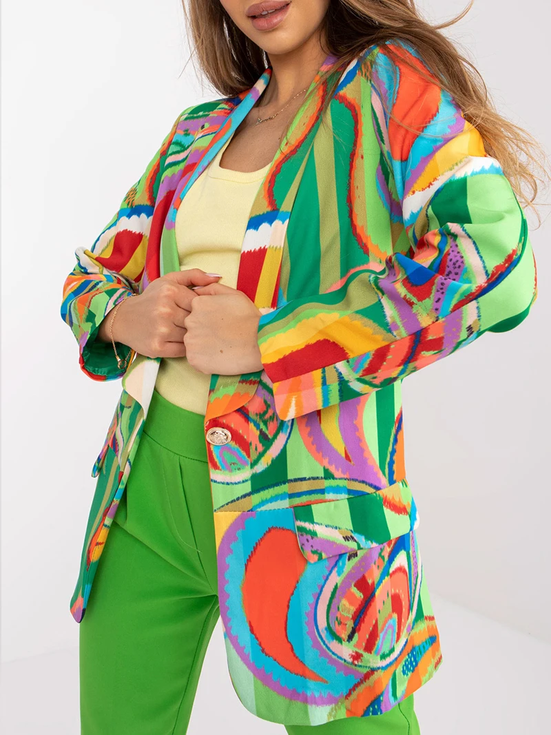 

Женский Повседневный блейзер с длинным рукавом, модный шикарный кардиган с цветочным принтом, новая верхняя одежда, весенний офисный Женский блейзер