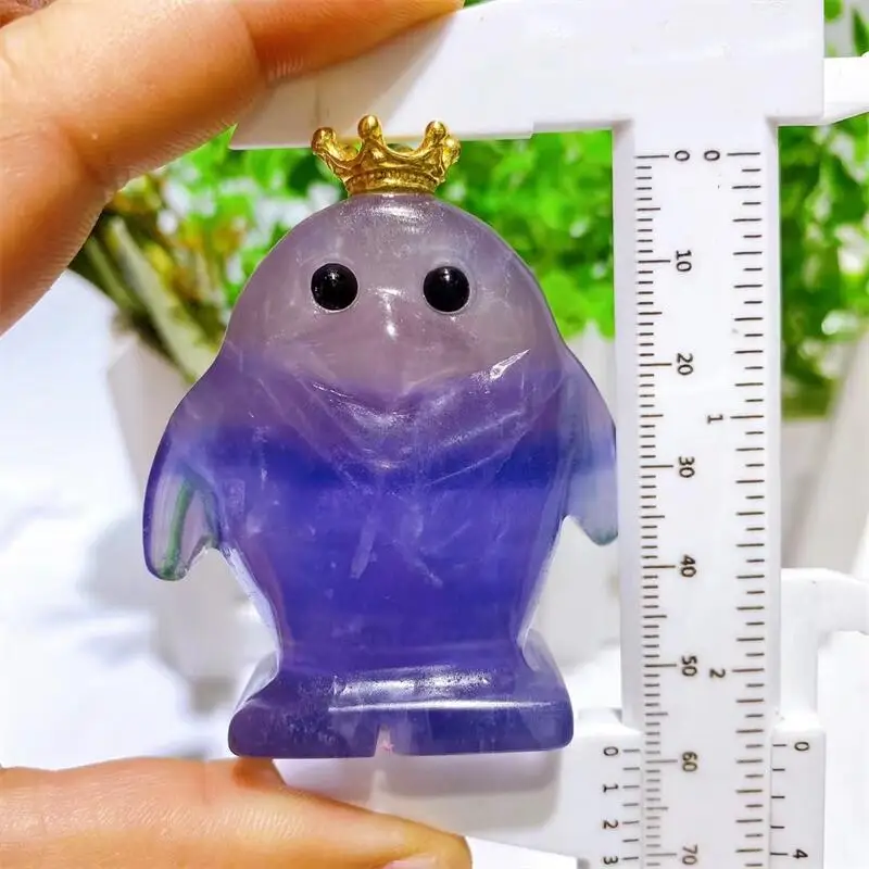 

6CM Natural Fluorite Cartoon Crystal Healing Gemstone Birthday Present Home Feng Shui Christmas Decoration 1pcs