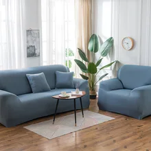 Fundas de sofá elásticas para sala de estar, cubierta de sofá en forma de L para las cuatro estaciones, de tela de color sólido a prueba de polvo, del norte de Europa (2)