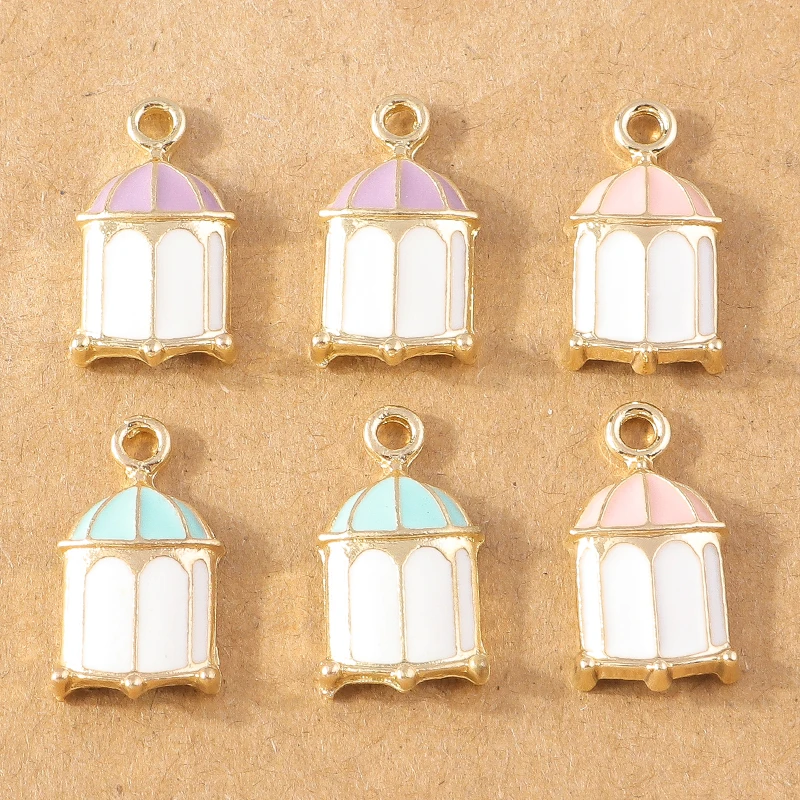 

10pcs 10x19mm Lovely Enamel Birdcage Charms Pendants for Making DIY Handmade Drop Earrings Necklaces Bracelets Jewelry Findings