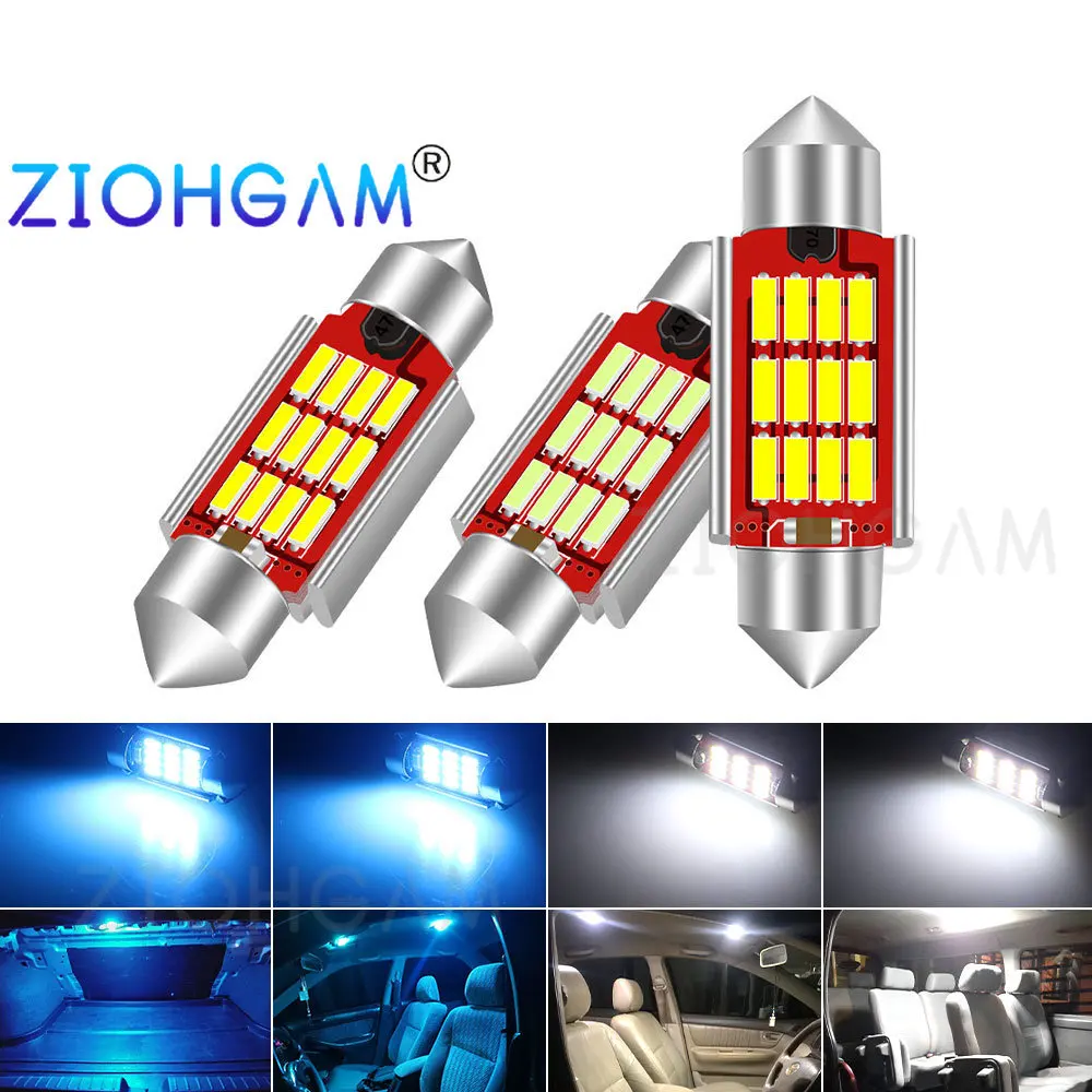 

ZIOHGAM 1x 31mm Led C5W Lamp C10W Festoon 36mm 39mm 41mm Bulb 4014 Interior SV8.5 Reading Light Dome Door Trunk Signal Car White