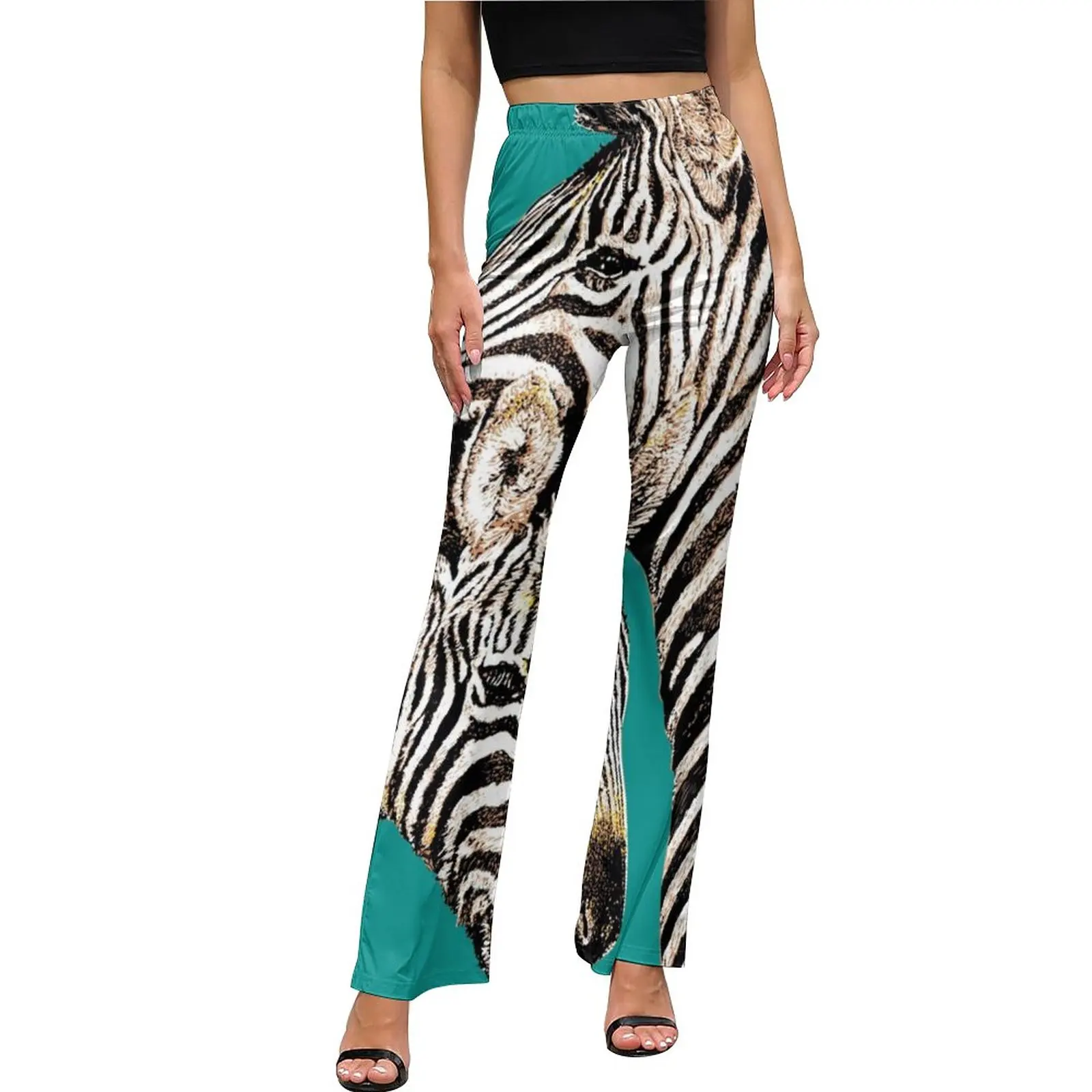 

Ink Drawing of Zebra Art Casual Pants Summer African Wild Animals Night Club Print Trousers Slim Fit Stretch Street Style Pants