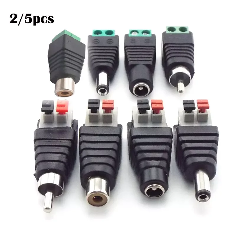 

DC Female Male RCA Female Male Connector Adapter plug 2.1x5.5mm DC Jack Power Audio cable For RGB LED Strip Light CCTV Camera