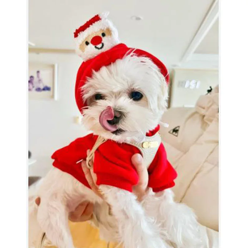 Pet Dog Clothes for Dogs Santa Clause Christmas Tree Hoodie Sweatshirt Pet Puppy Cat Clothing Chihuahua Teddy Costume Apparels