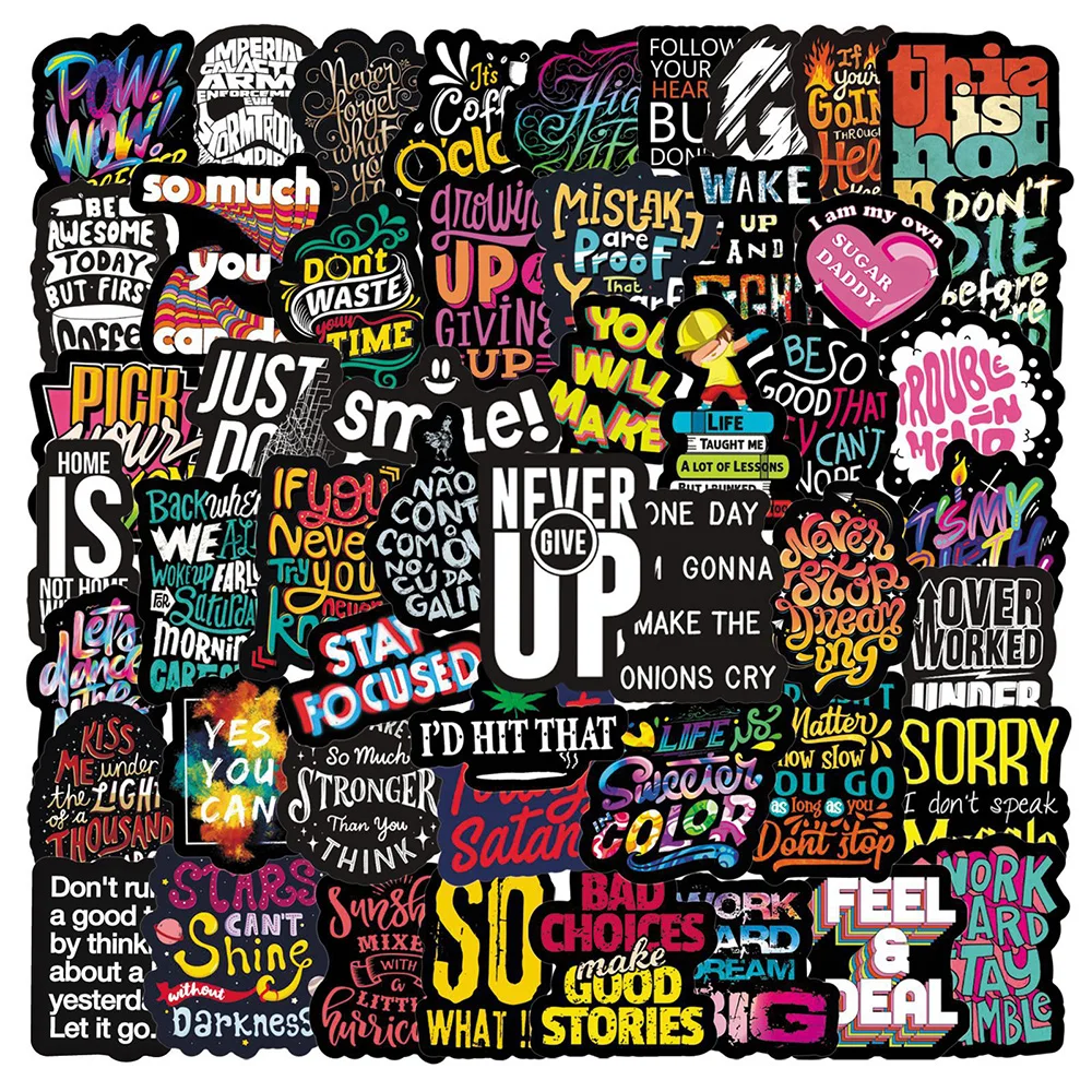 

50 Pieces/Pack Inspirational Quotes Phrases Stickers Scrapbooking Stationery Office Study Skateboard Phone Sticker
