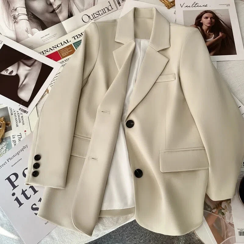 

Fashion Split Women Blazers Koran Casual Single Breasted Suit Coat Fall Long Sleeve Black Jacket Designed Office Ladies Clothes