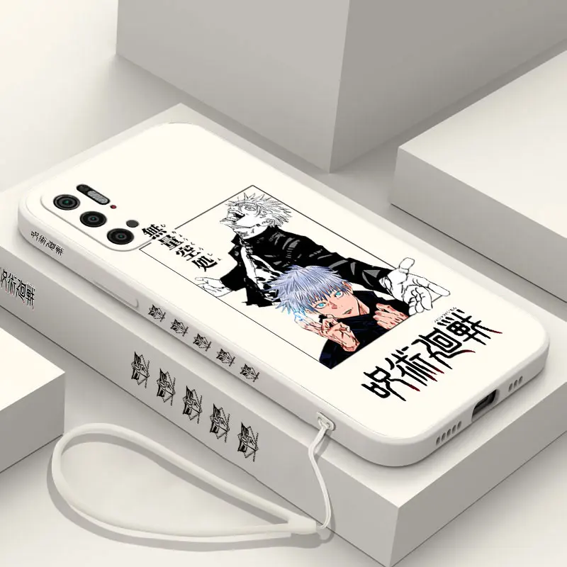 

Jujutsu Kaisen Phone Case For Xiaomi Poco C31 X4 M4 F3 X3 NFC M3 M2 X2 Pro 4G 5G GT Liquid Silicone Cover with Strap