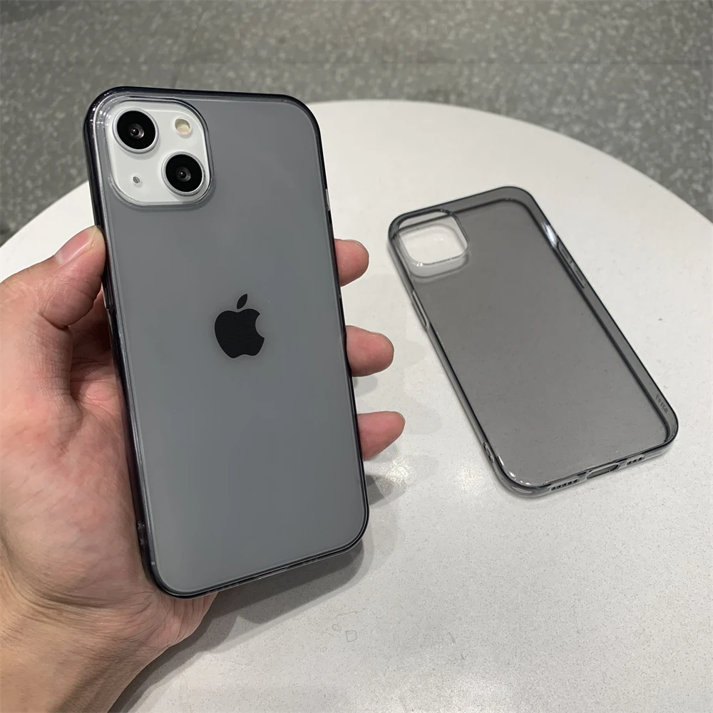 

Ultra Thin Black Clear Phone Case For iPhone 13 12 11 Pro Max XS MAX XR X 6s 7 8 Plus Transparent Soft TPU Silicone Back Cover