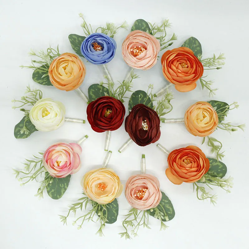 

Wedding Corsage Wrist Flower Bridesmaid Bracelet Marriage Groom Brooch Rose Hand Flowers Party Prom Accessories Decoration