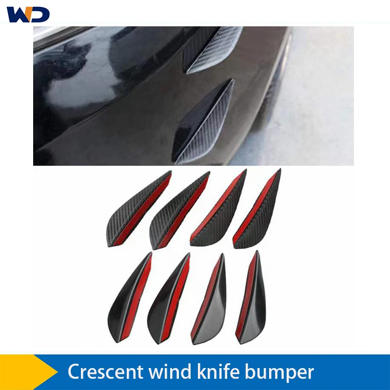 

WD Universal Carbon Fiber Pattern 6-Piece Crescent Wind Knife Bumper Side Skirt Spoiler Refitted Front Bumper Sticker