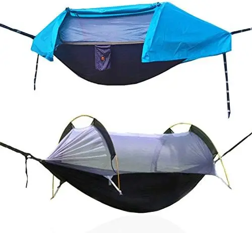 

Camping Hammock with Mosquito Net and Rainfly Cover,2 Persons 4 in 1 Lightweight Backpacking Ground Hammock Tent
