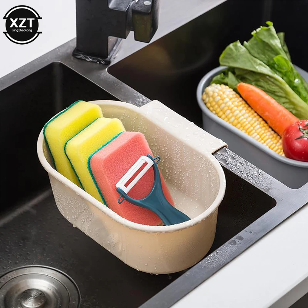 

Simple Kitchen Sink Drain Basket Hangable Sponge Storage Rack Leftovers Soup Juice Separated By Garbage Filter Basket