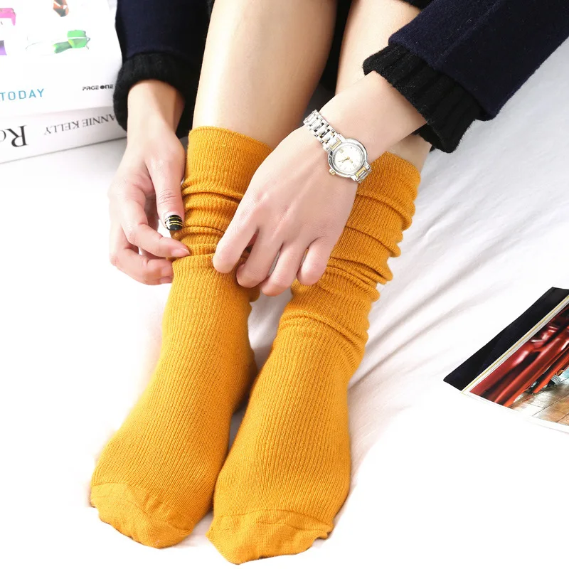 1Pair Korean Style Knee Socks High School Women Girls Fashion Solid Color Autumn Winter Sock Soft Elastic Long Warm Boots Sock