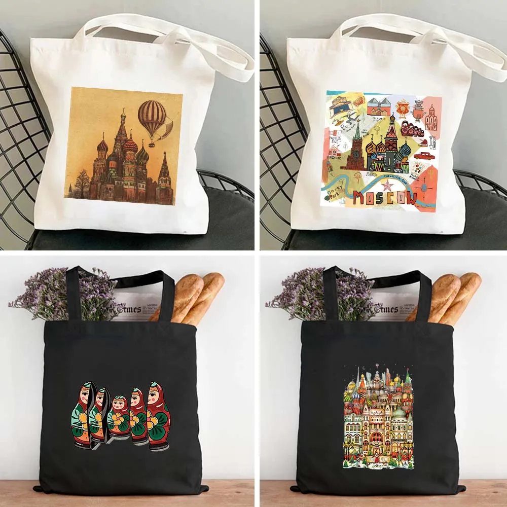Московский собор Св. Базилика Matrioska Doll Psychedelic Women's Canvas Shopper Хлопковая Сумка-тоут