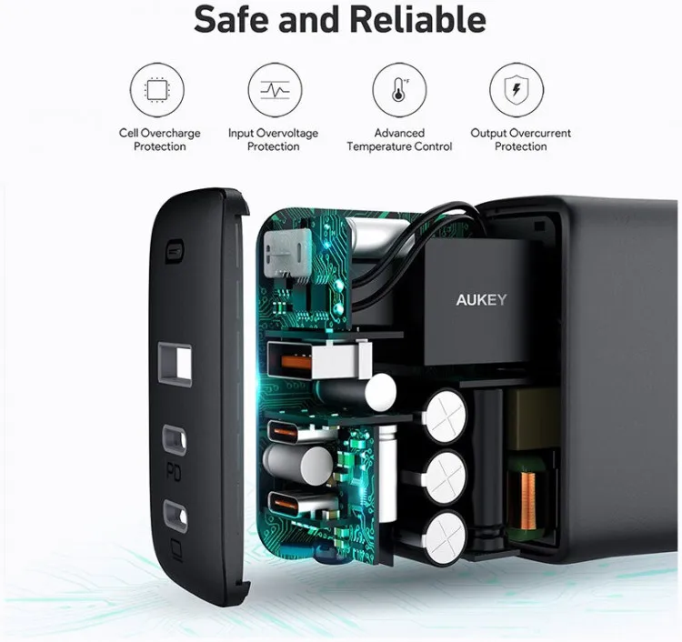 Network charger Aukey Omnia mix3 90W 3-port color black | Мобильные телефоны и аксессуары