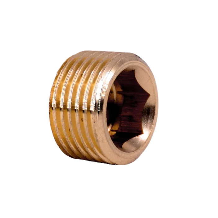 

1/16" 1/8" 1/4" 3/8" 1/2" 3/4" 1" NPT BSP End Plug Cap Countersunk Interel Hex Socket Brass Pipe Fitting Water Gas Fuel
