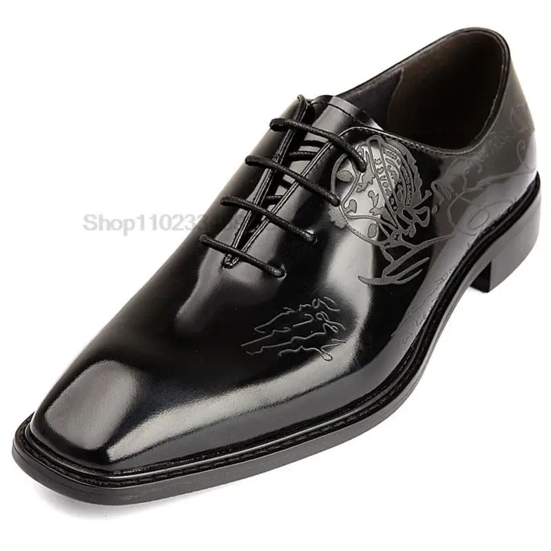 

Italy Men Luxury Brand Shoes Fashion Brogue Formal Black Blue Lace-Up Wedding Office Dress Genuine Leather Oxford Shoes For Man