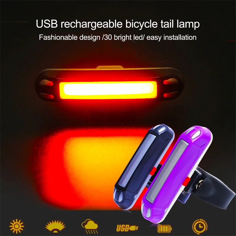 

Bicycle Light Waterproof Bicycle Tail Light LED USB Charging Backlight Riding Light Warning Bicycle Saddle Back Light
