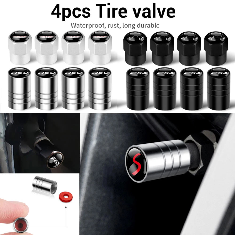 

4PCS Car Metal Wheel Tire Valve Air Stem Caps for BMW MINI COOPER S R50 R52 R53 R55 R56 R57 R58 R59 R60 R61 F54 F55 F56 F57 F60