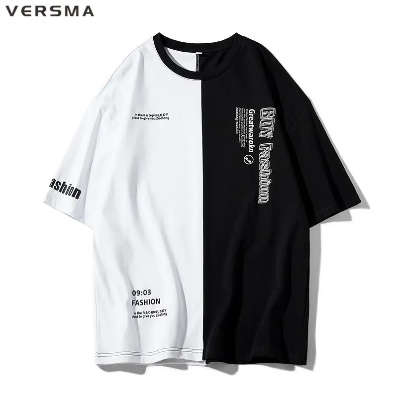 Футболка VERSMA Мужская составного кроя шикарная тенниска в японском стиле