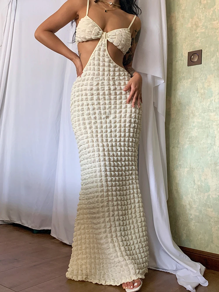 

Женское однотонное элегантное платье макси с открытой спиной, сексуальное открытое платье-комбинация, летняя пляжная одежда без рукавов, облегающая кокетка, женская одежда