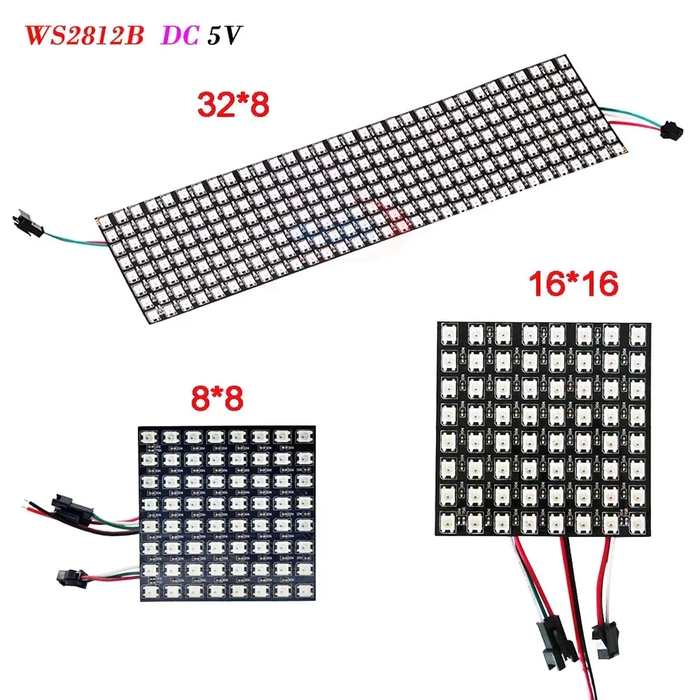 5 В WS2812B RGB Гибкий 16x16 8x32 256 светодиодов Пиксельная панель Матричный экран 12 WS2815