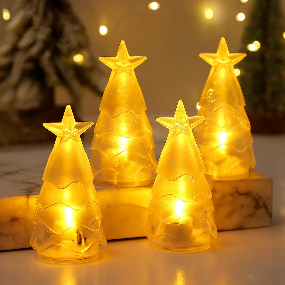 

4PCS Christmas Decoration Christmas Tree Night Lights Desktop Ambient Electronic Candle Lights