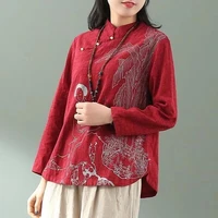summer shirt chinese traditional style long sleeve tops retro women clothing daily embroidery femaletang suit blouse