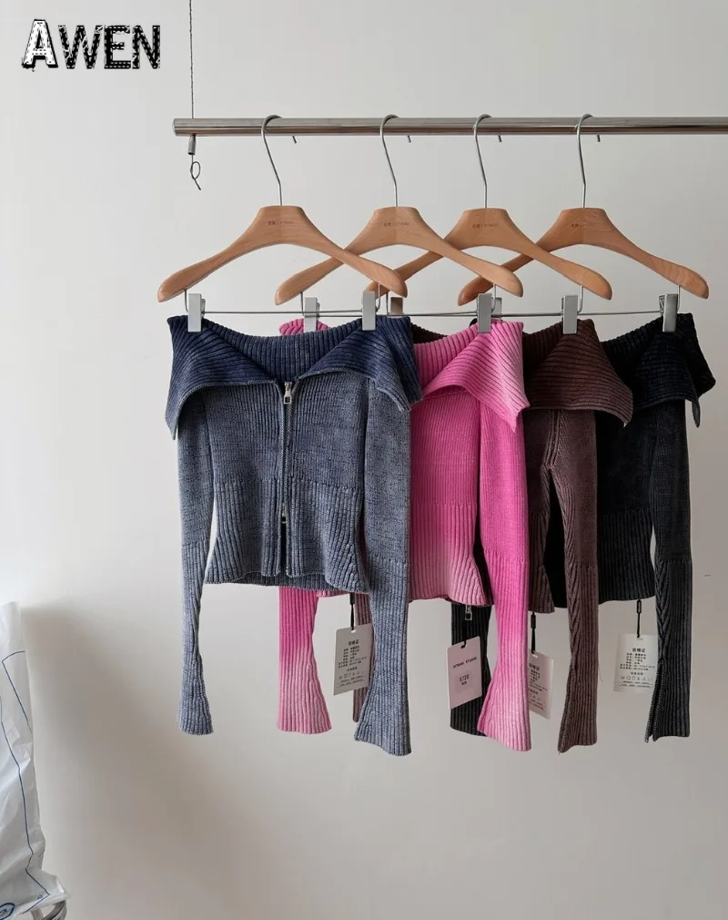 Женский трикотажный кардиган на молнии свитер в Корейском стиле Харадзюку с