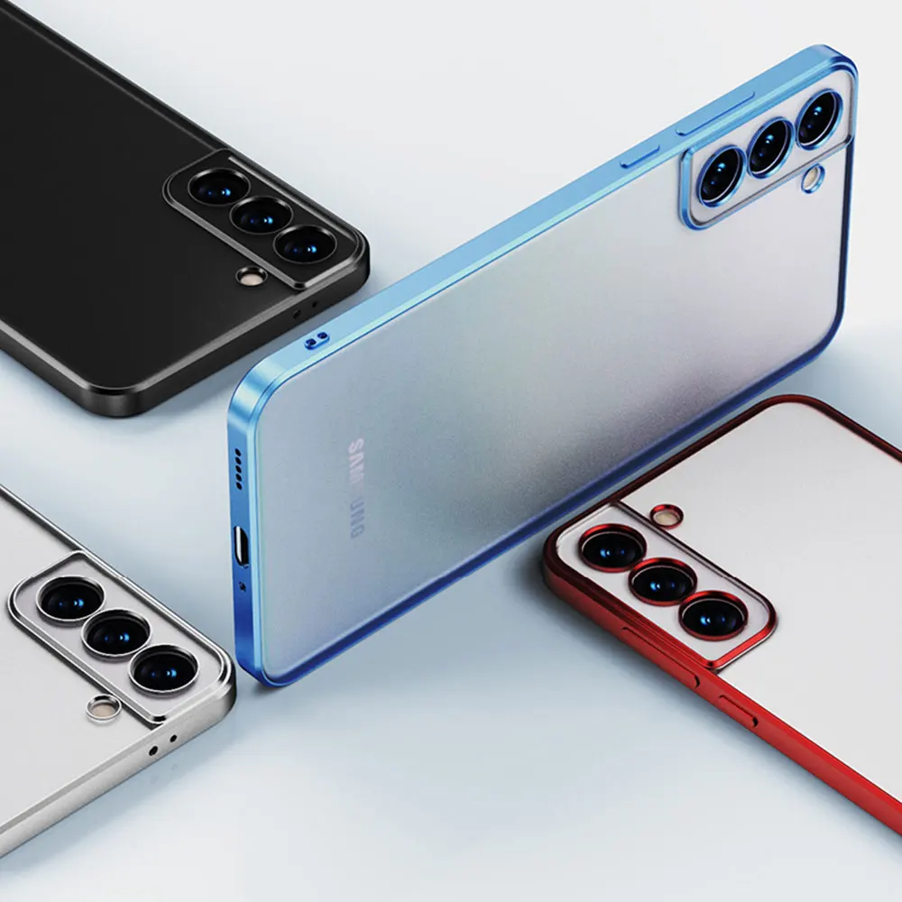 

Luxury Plating Square Frame Silicone Transparent Case For Samsung Galaxy S21 FE S21 S22 Ultra S21 Plus Coque Clear Back Cover