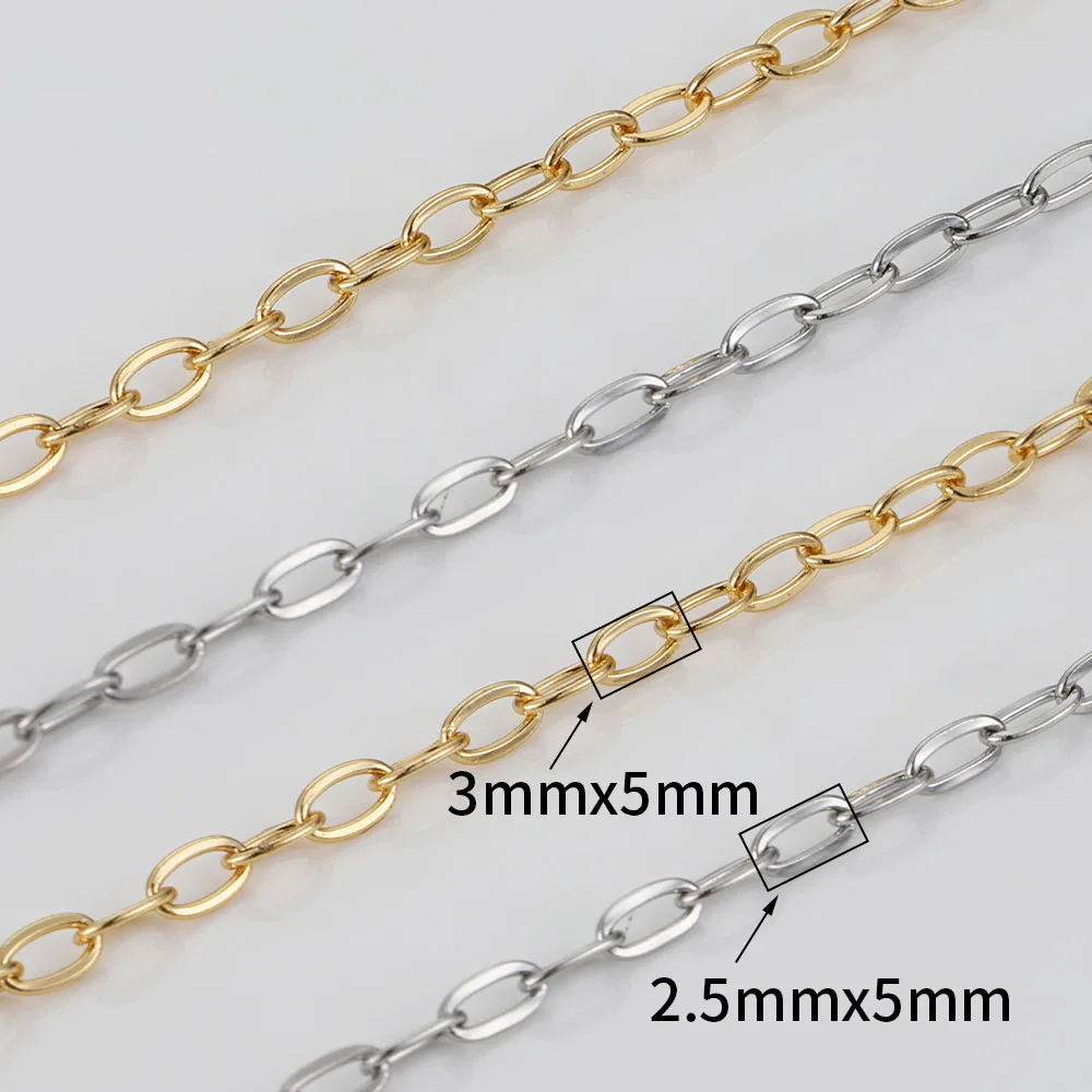 2 M/Roll Stainless Steel Chains for DIY Neckalce Jewelry Making Component Bulk Cable Link Chain Handmade Bracelet Accessories